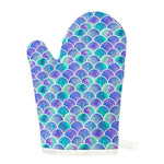 Sea Blue Mermaid Scales Pattern Print Single Oven Mitt