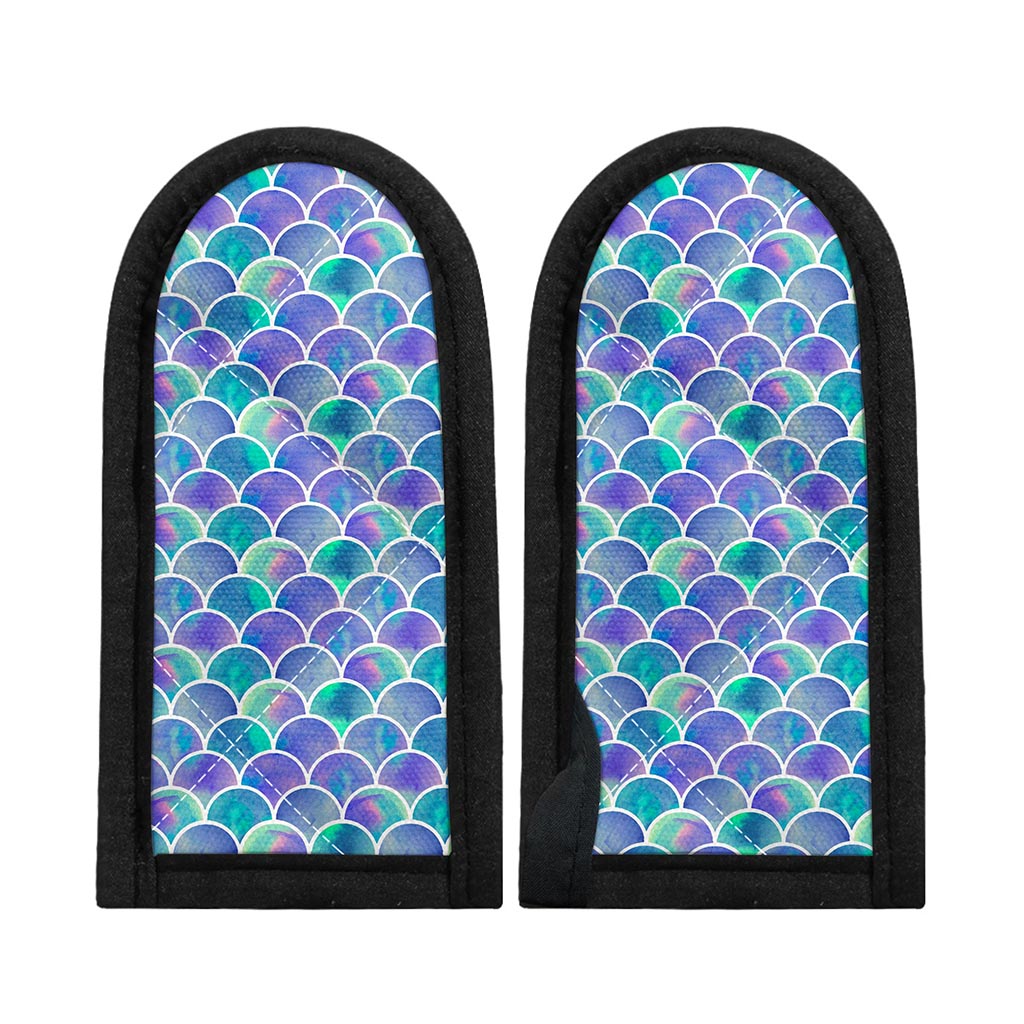 Sea Blue Mermaid Scales Pattern Print Skillet Handle Cover