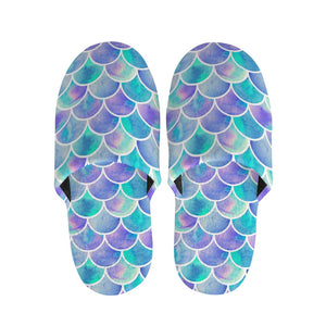 Sea Blue Mermaid Scales Pattern Print Slippers