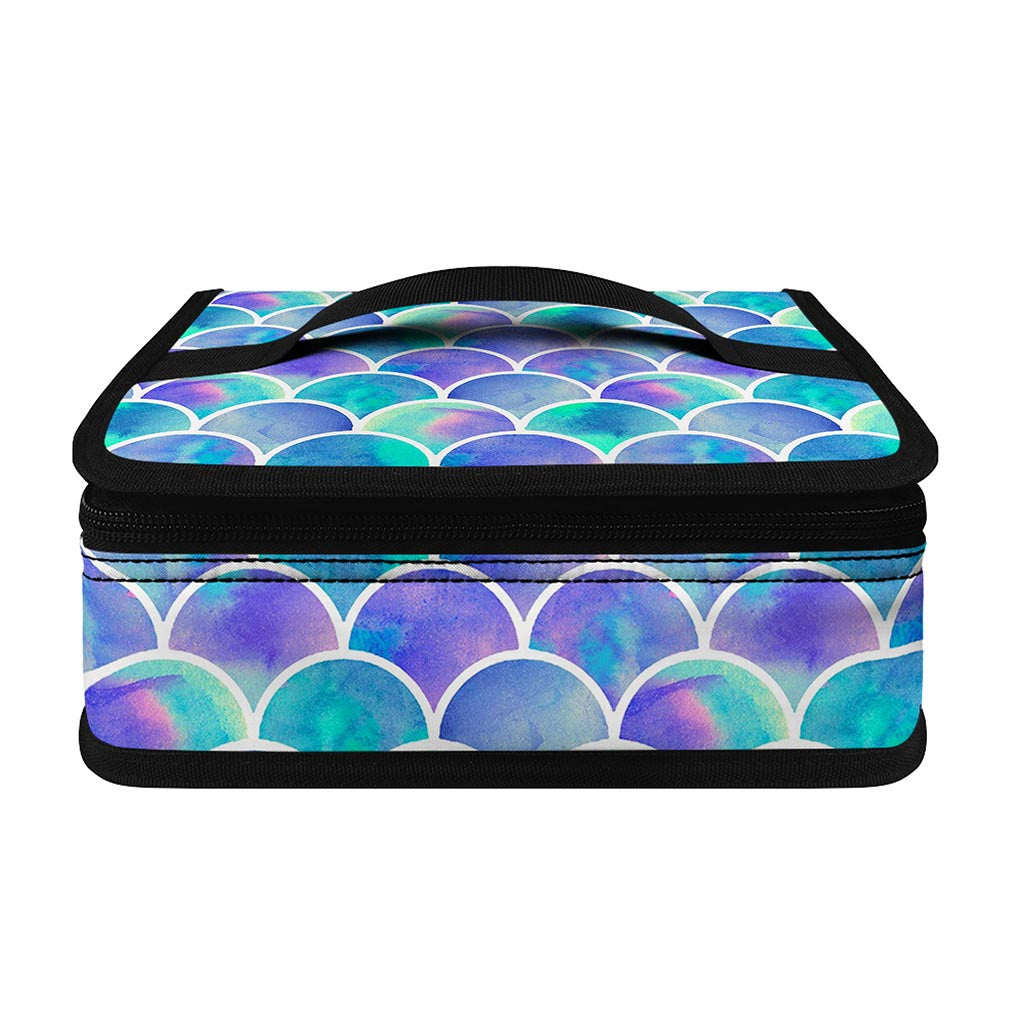 Sea Blue Mermaid Scales Pattern Print Small Lunch Bag