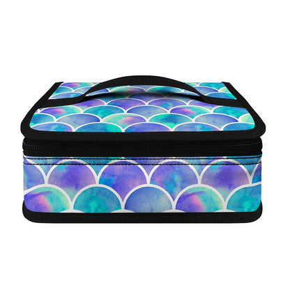 Sea Blue Mermaid Scales Pattern Print Small Lunch Bag