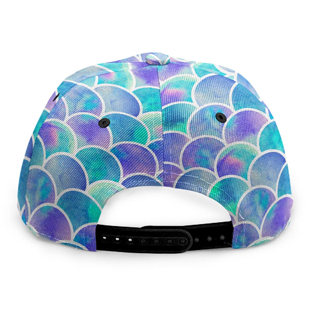 Sea Blue Mermaid Scales Pattern Print Snapback Cap