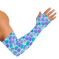 Sea Blue Mermaid Scales Pattern Print Sun Protection Arm Sleeves