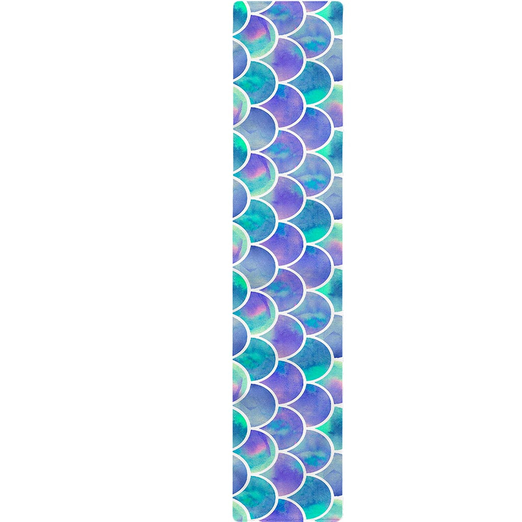 Sea Blue Mermaid Scales Pattern Print Table Runner