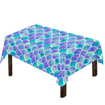 Sea Blue Mermaid Scales Pattern Print Tablecloth