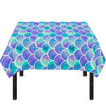 Sea Blue Mermaid Scales Pattern Print Tablecloth