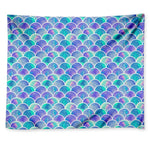 Sea Blue Mermaid Scales Pattern Print Tapestry
