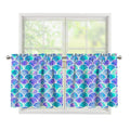 Sea Blue Mermaid Scales Pattern Print Tier Curtains