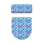 Sea Blue Mermaid Scales Pattern Print Toilet Lid And Tank Cover Set