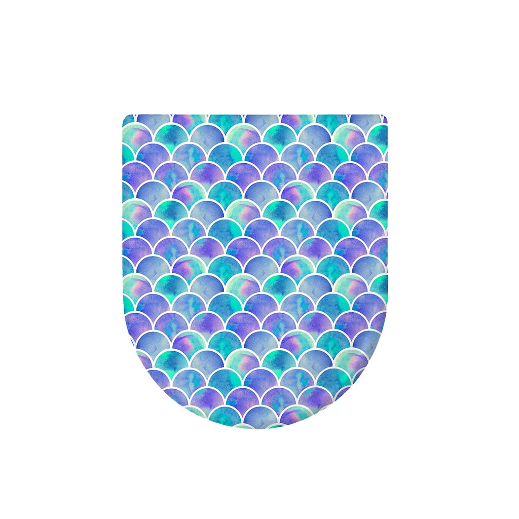 Sea Blue Mermaid Scales Pattern Print Toilet Lid Cover