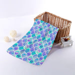 Sea Blue Mermaid Scales Pattern Print Towel