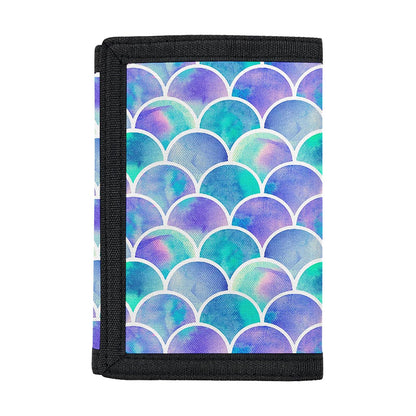 Sea Blue Mermaid Scales Pattern Print Trifold Wallet