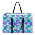 Sea Blue Mermaid Scales Pattern Print Utility Tote Bag