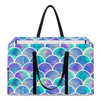 Sea Blue Mermaid Scales Pattern Print Utility Tote Bag