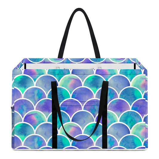Sea Blue Mermaid Scales Pattern Print Utility Tote Bag