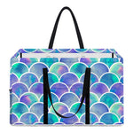 Sea Blue Mermaid Scales Pattern Print Utility Tote Bag