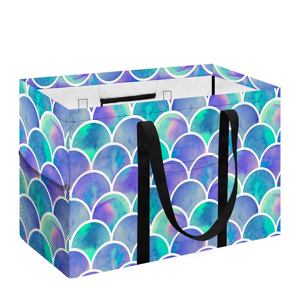 Sea Blue Mermaid Scales Pattern Print Utility Tote Bag