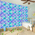 Sea Blue Mermaid Scales Pattern Print Wall Sticker