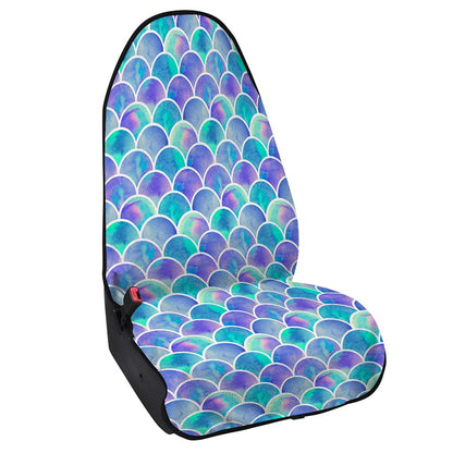 Sea Blue Mermaid Scales Pattern Print Waterproof Car Seat Cover