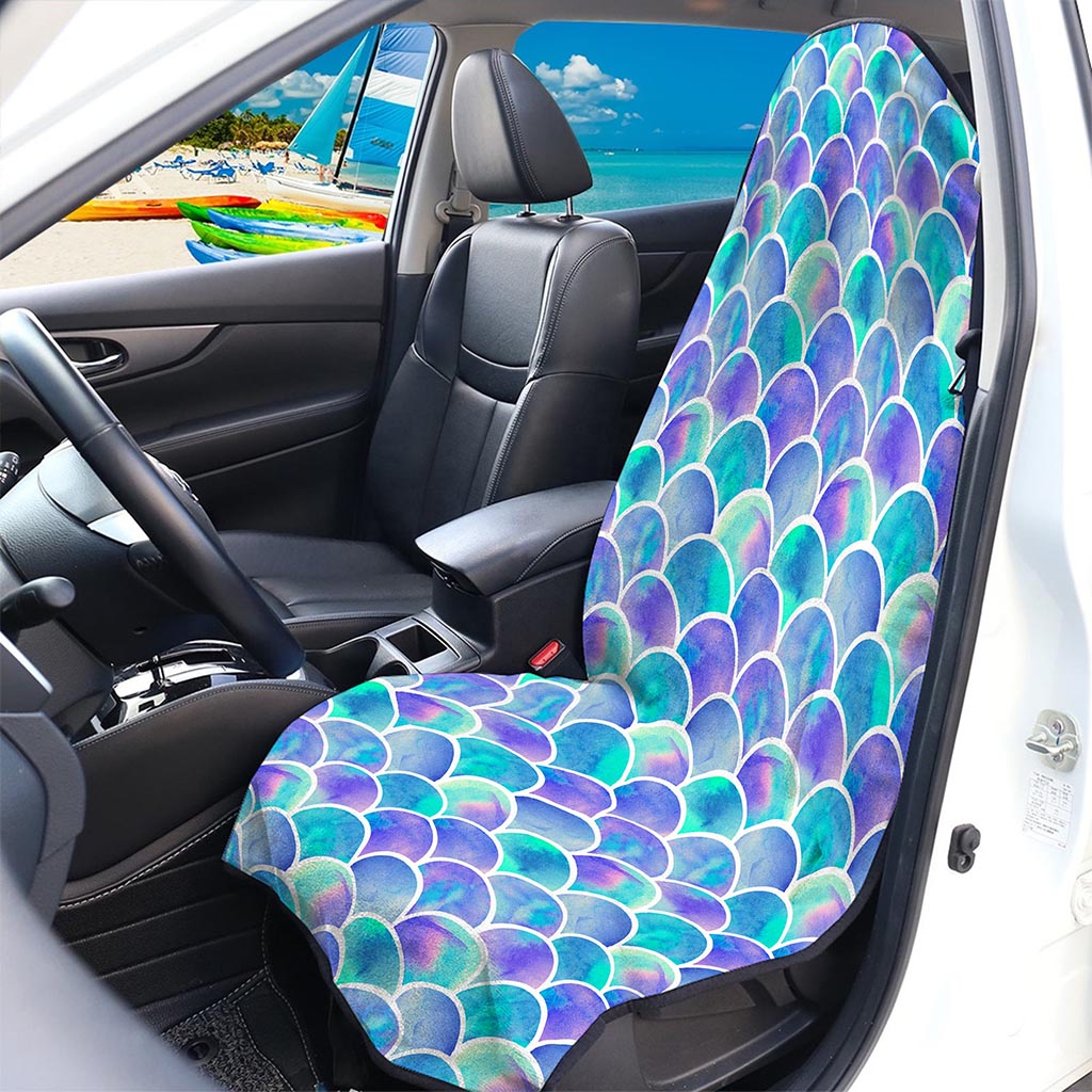 Sea Blue Mermaid Scales Pattern Print Waterproof Car Seat Cover