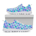 Sea Blue Mermaid Scales Pattern Print White Running Shoes