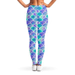 Sea Blue Mermaid Scales Pattern Print Women's Leggings