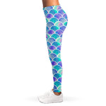 Sea Blue Mermaid Scales Pattern Print Women's Leggings