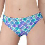 Sea Blue Mermaid Scales Pattern Print Women's Panties