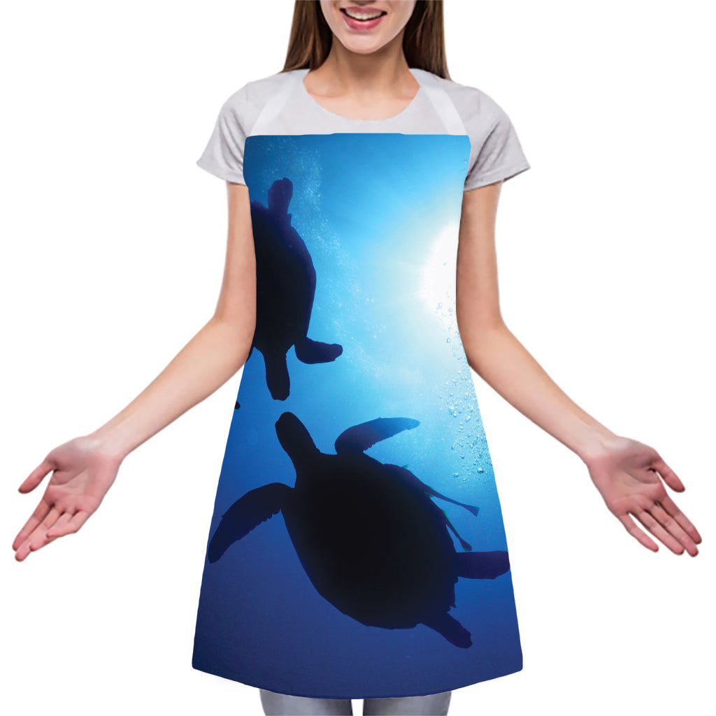 Sea Turtle Family Underwater Print Adjustable Apron