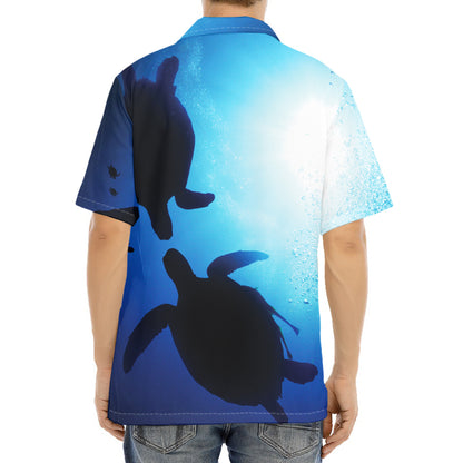Sea Turtle Family Underwater Print Aloha Shirt