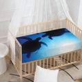 Sea Turtle Family Underwater Print Baby Crib Sheet