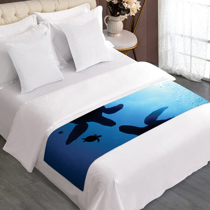 Sea Turtle Family Underwater Print Bed Runner