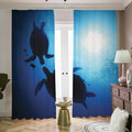 Sea Turtle Family Underwater Print Dimout Pencil Pleat Curtains
