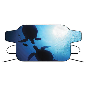 Sea Turtle Family Underwater Print Car Windshield Snow Cover