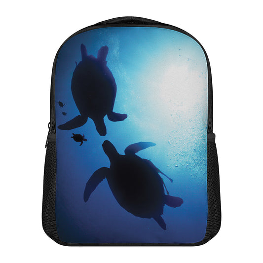 Sea Turtle Family Underwater Print Casual Backpack