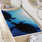 Sea Turtle Family Underwater Print Changing Pad Cover