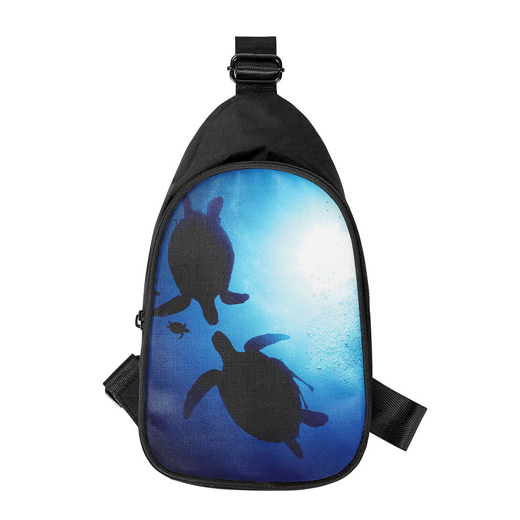 Sea Turtle Family Underwater Print Chest Bag
