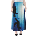 Sea Turtle Family Underwater Print Chiffon Maxi Skirt
