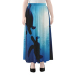 Sea Turtle Family Underwater Print Chiffon Maxi Skirt