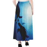 Sea Turtle Family Underwater Print Chiffon Maxi Skirt