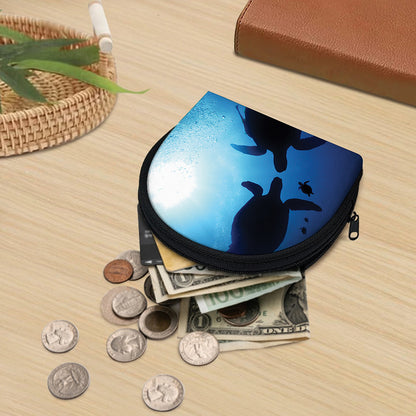 Sea Turtle Family Underwater Print Coin Purse
