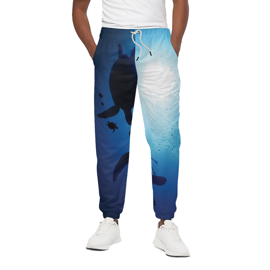 Sea Turtle Family Underwater Print Cotton Pants