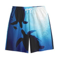 Sea Turtle Family Underwater Print Cotton Shorts