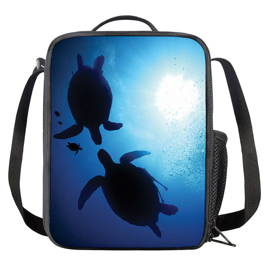 Sea Turtle Family Underwater Print Crossbody Lunch Bag