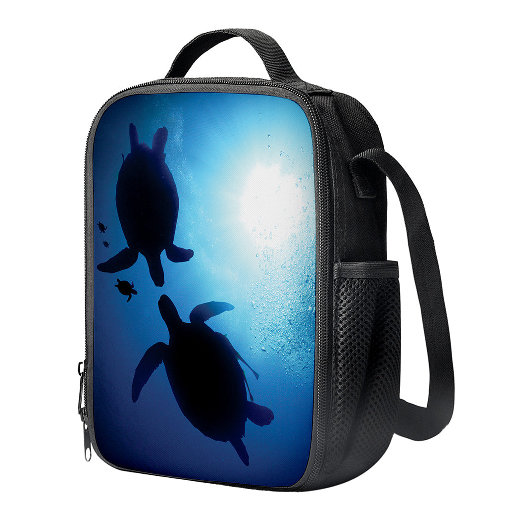 Sea Turtle Family Underwater Print Crossbody Lunch Bag