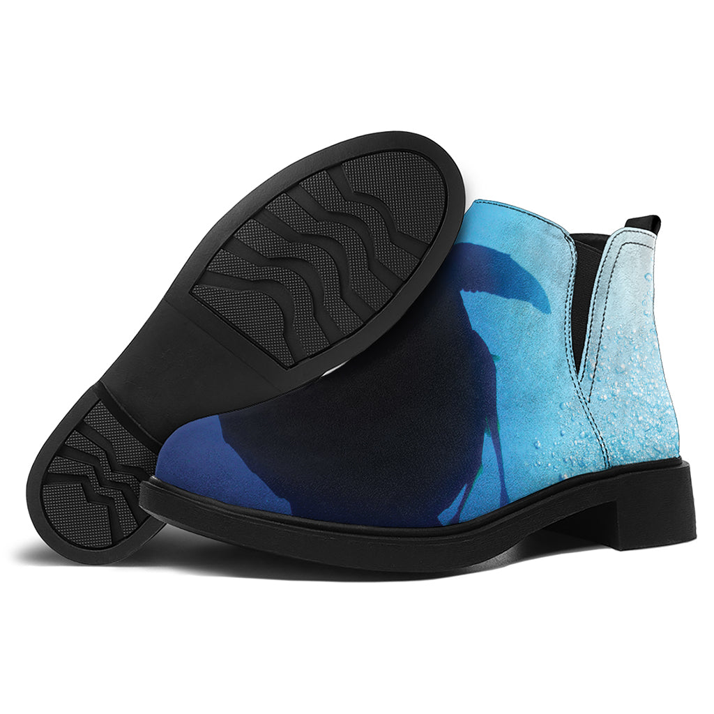 Sea Turtle Family Underwater Print Flat Ankle Boots