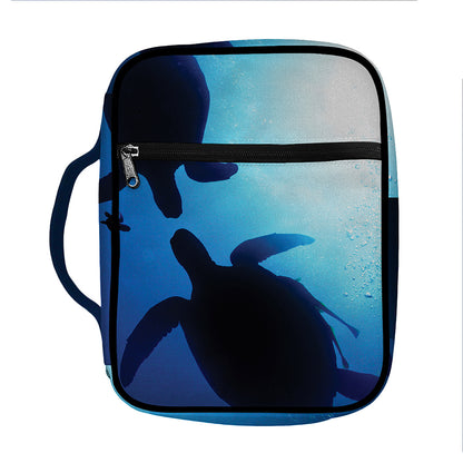 Sea Turtle Family Underwater Print Front Pocket Bible Bag