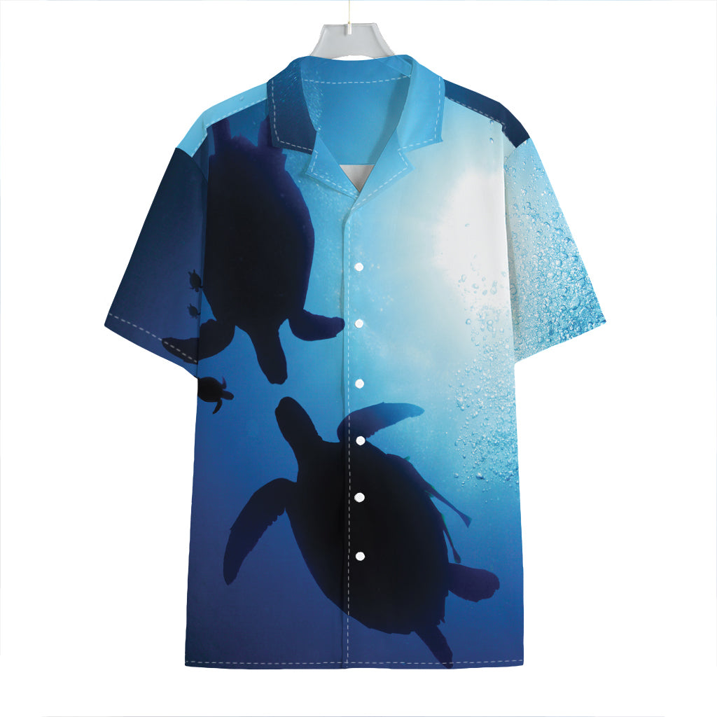 Sea Turtle Family Underwater Print Hawaiian Shirt