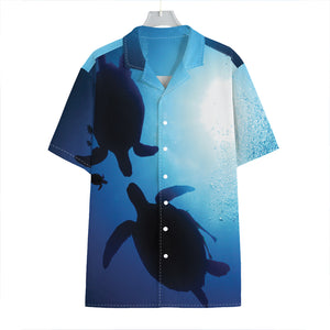 Sea Turtle Family Underwater Print Hawaiian Shirt