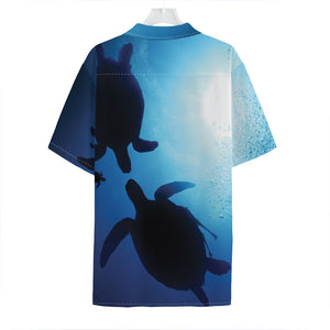 Sea Turtle Family Underwater Print Hawaiian Shirt